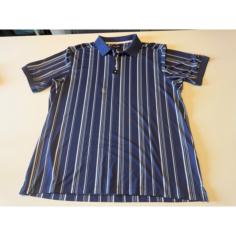 Bad Birdie Mens Golf Polo Shirt Blue White Striped BBMP012-657A XXL NEW